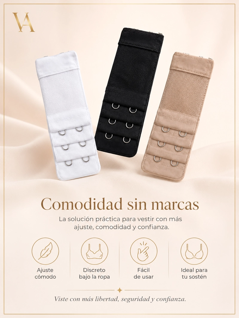 PACK X3 EXTENSORES PARA SOSTÉN MUJER VICALLY FASHION EXTENSORES 2 BROCHES - 5