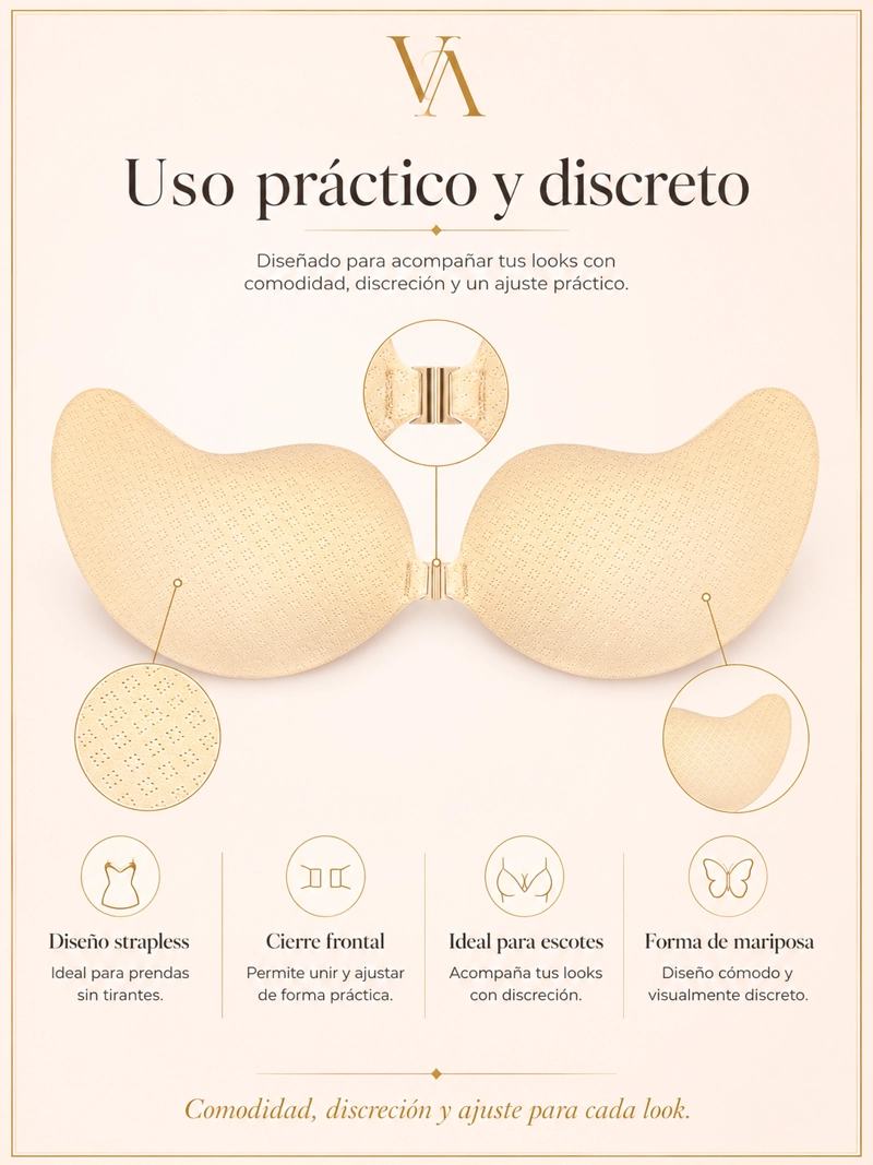 SOSTÉN MUJER VICALLY FASHION ADHERIBLE KISS BRA INVISIBLE FORMA DE MARIPOSA - 11