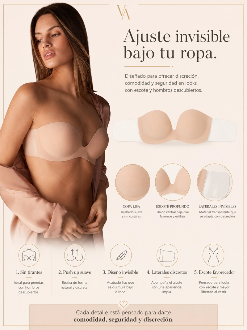 SOSTEN MUJER VICALLY FASHION INVISIBLE PUSH UP INVISIBLE BRA CON PUSH UP - 5