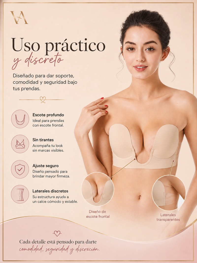 SUJETADOR SIN TIRANTE DE RELLENO GRADUADO Y ESCOTE FRONTAL - 6