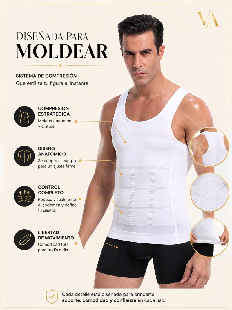 CAMISETA POLERA FAJA REDUCTORA COMPRESORA MODELADORA HOMBRE - 7