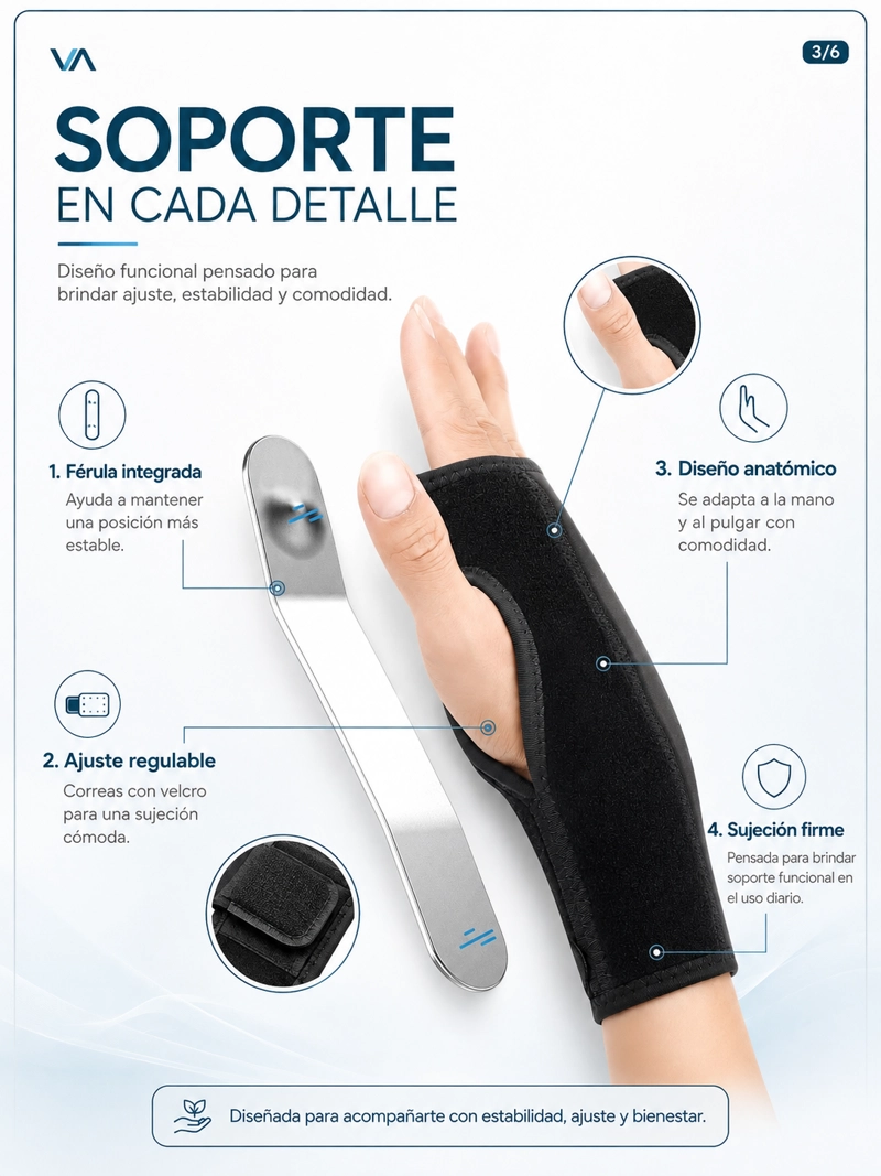 MUÑEQUERA ORTOPÉDICA AJUSTABLE PARA TÚNEL CARPIANO - 6