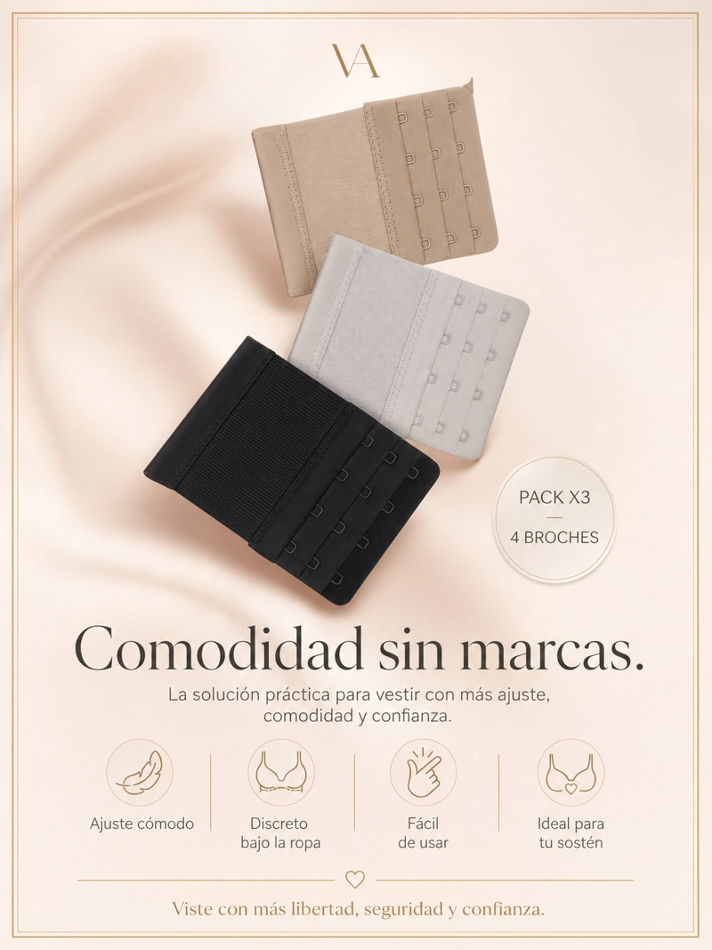 PACK X3 EXTENSORES PARA SOSTE N DE MUJER (4 BROCHES) - 3