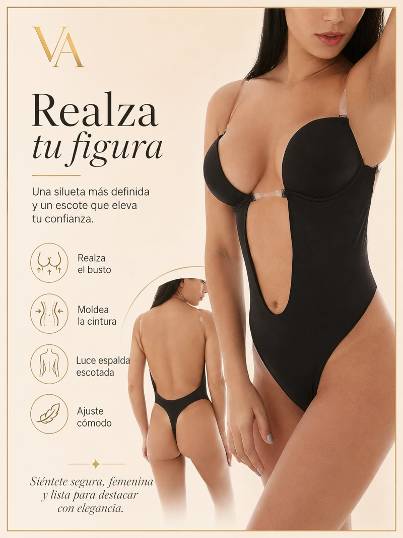 BODY MODELADOR ESPALDA ESCOTADA CON PUSH UP - 6