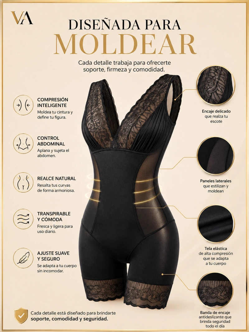 FAJA REDUCTORA Y MOLDEADORA ESTILO COLOMBIANA CON ENCAJE - 7