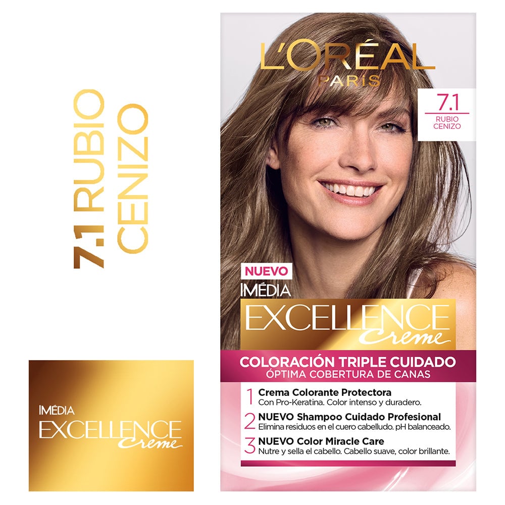 TINTE L'ORÉAL EXCELLENCE CREME 7.1 RUBIO CENIZA - 1