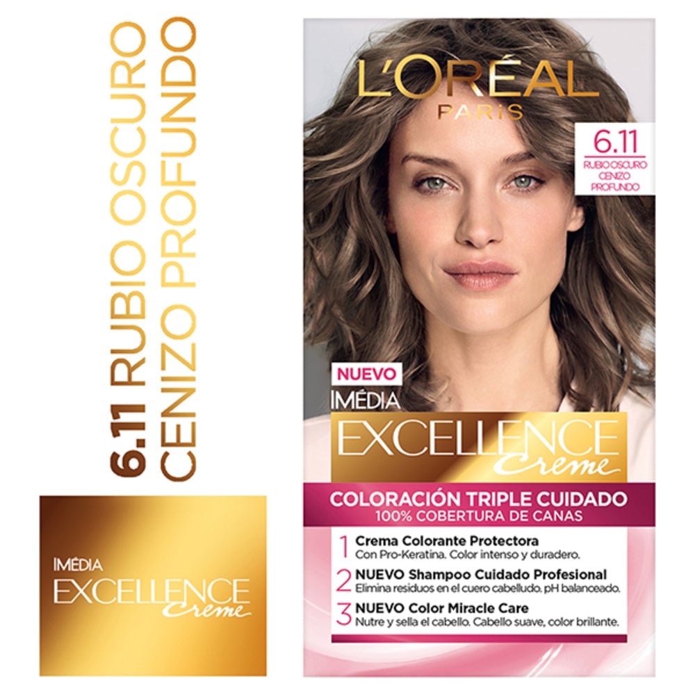 TINTE L'ORÉAL EXCELLENCE CREME 6.11 RUBIO OSCURO CENIZO PROFUNDO - 1