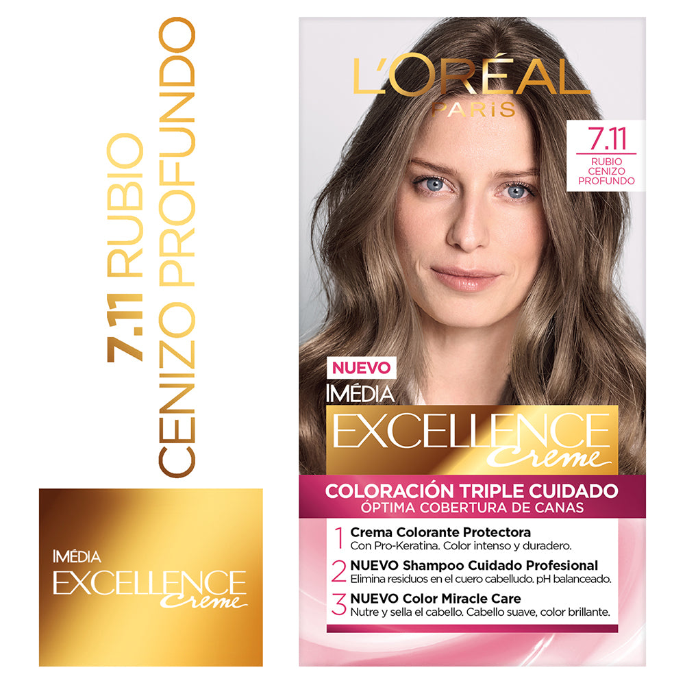 TINTE L'ORÉAL EXCELLENCE CREME 7.11 RUBIO CENIZA INTENSO - 1