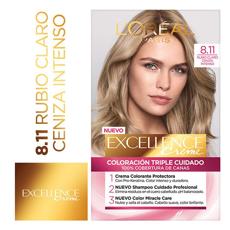 TINTE L'ORÉAL EXCELLENCE CREME 8.11 RUBIO CLARO CENIZA INTENSO - 1