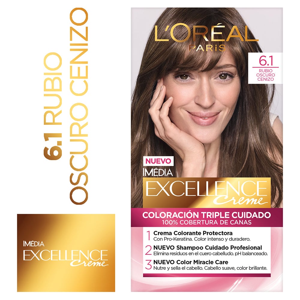 TINTE L'ORÉAL EXCELLENCE CREME 6.1 RUBIO OSCURO CENIZO - 1