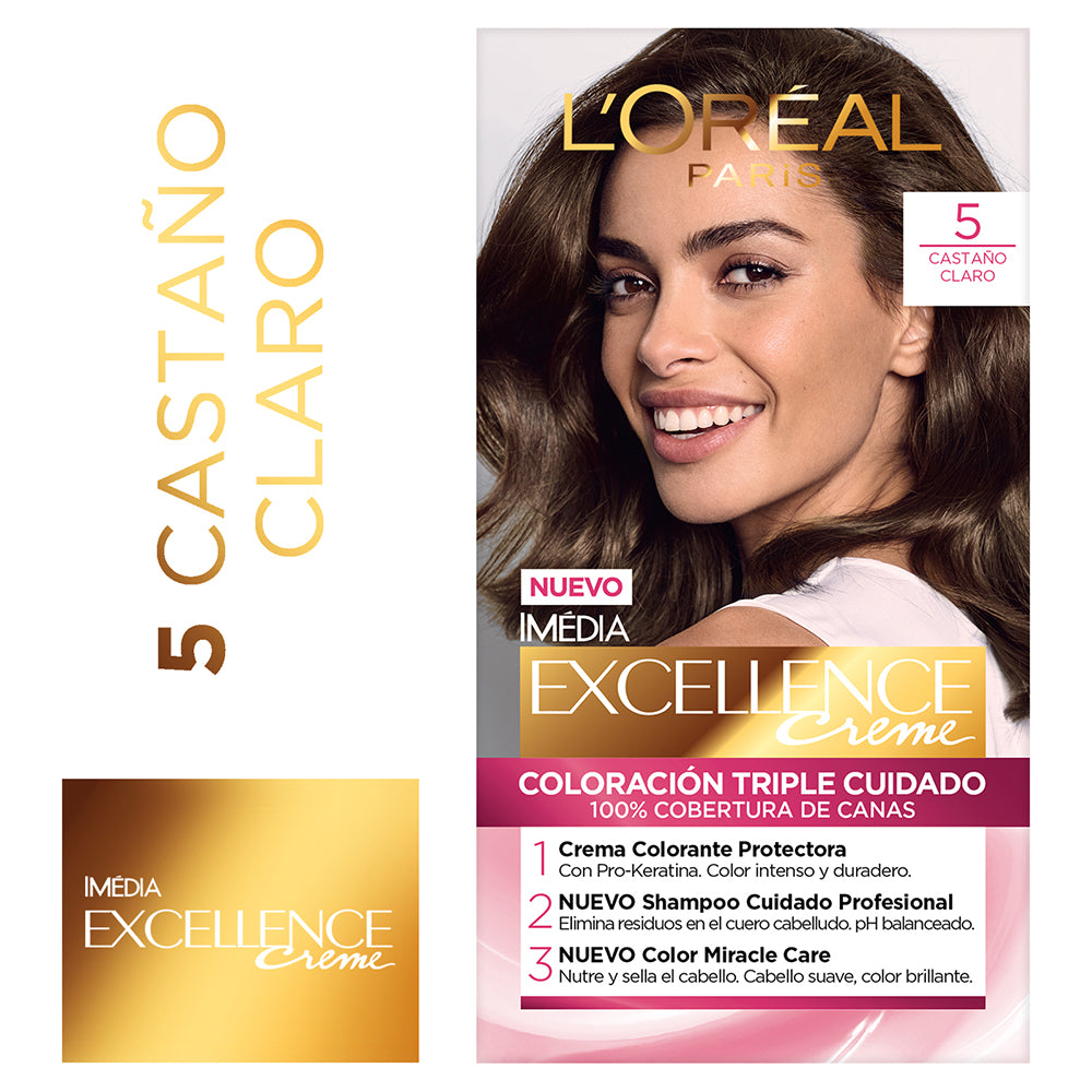 TINTE L'ORÉAL EXCELLENCE CREME 5 CASTAÑO CLARO - 1