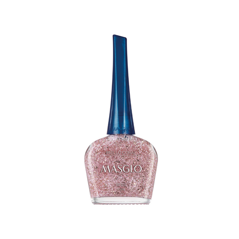 ESMALTE TRADICIONAL GLITTER BRILLO CORAL MASGLO - 1