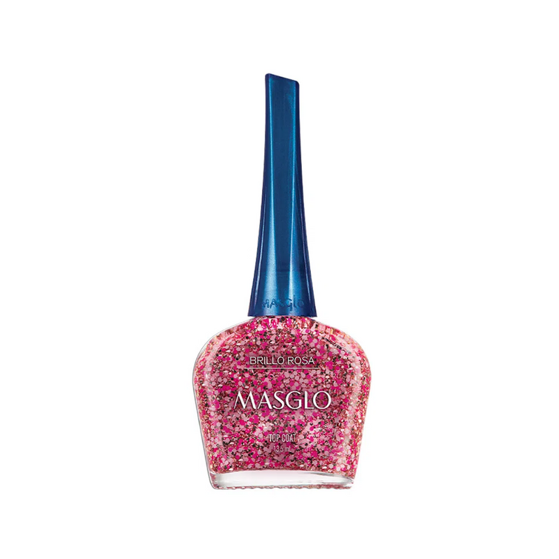 ESMALTE TRADICIONAL GLITTER BRILLO ROSA MASGLO - 1