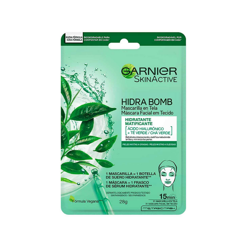 MASCARILLA FACIAL EN TELA GARNIER SKIN ACTIVE HIDRATANTE MATIFICANTE 28G - 1
