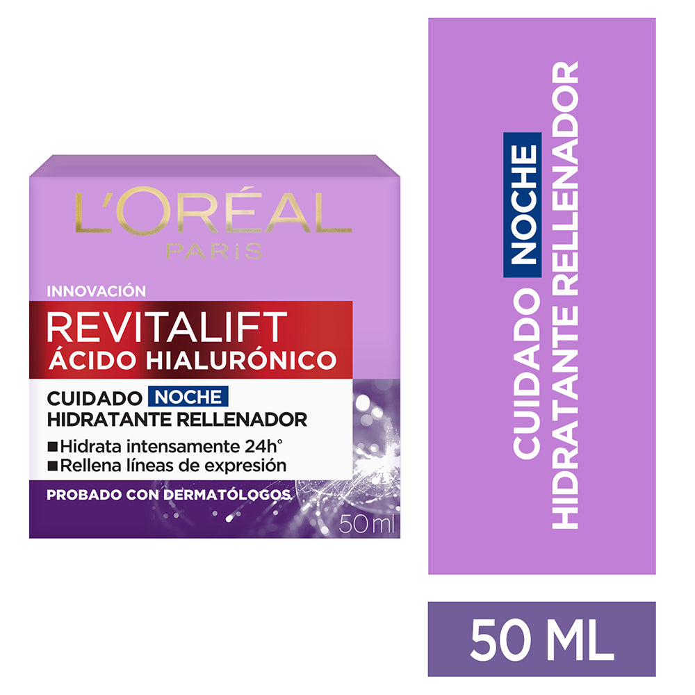 CREMA ROSTRO L'ORÉAL NOCHE ANTI-ARRUGAS REVITALIFT ÁCIDO HIALURÓNICO 50 ML - 1