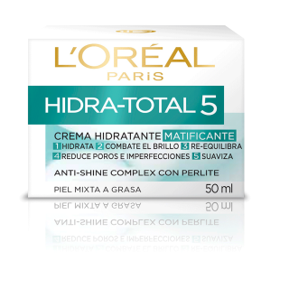CREMA DE DÍA ROSTRO L'ORÉAL 50 ML HIDRATANTE MATIFICANTE HIDRA-TOTAL 5 - 1