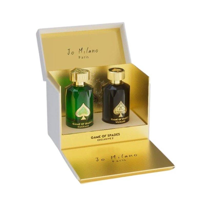 SET PERFUME GAME OF SPADES EXCLUSIVE II WILCARD 100 ML + EMERALD 90 ML HOMBRE JO MILANO - 1