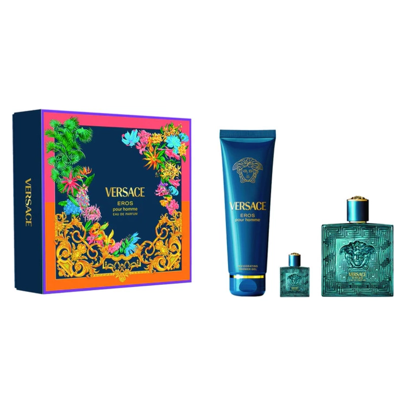 SET PERFUME VERSACE EROS EDP POUR HOMME 100 ML + MINI 5 ML + GEL DE DUCHA 150 ML - 1