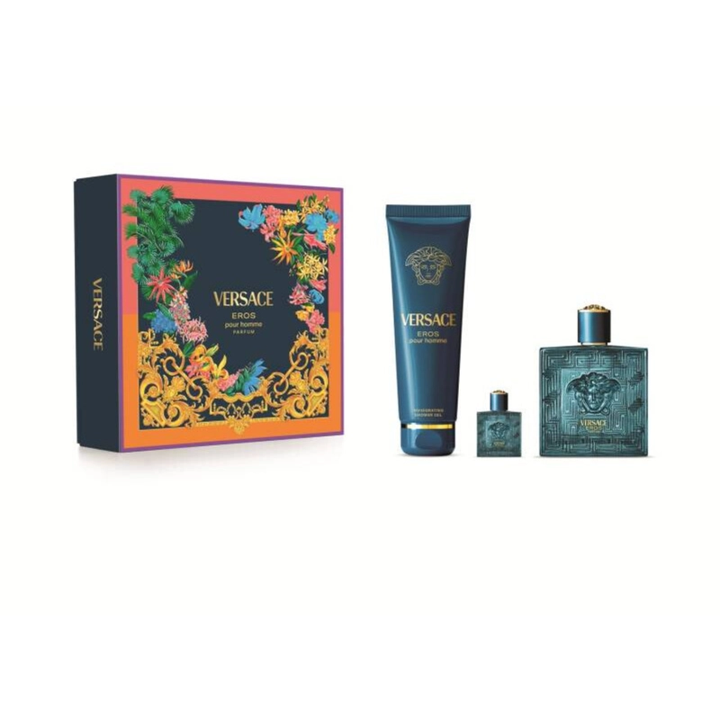 SET PERFUME VERSACE EROS PARFUM POUR HOMME 100 ML + MINI 5 ML + GEL DE DUCHA 150 ML - 1