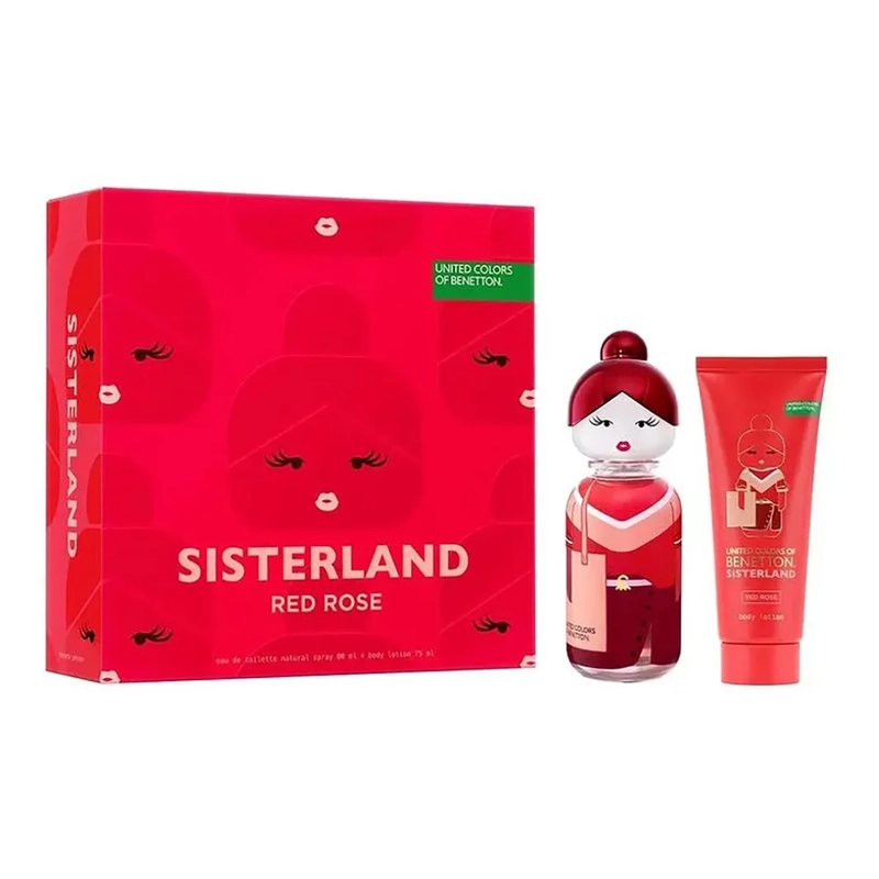 SET BENETTON SISTERLAND RED ROSE EDT 80ML + BODY LOTION 75ML - 1