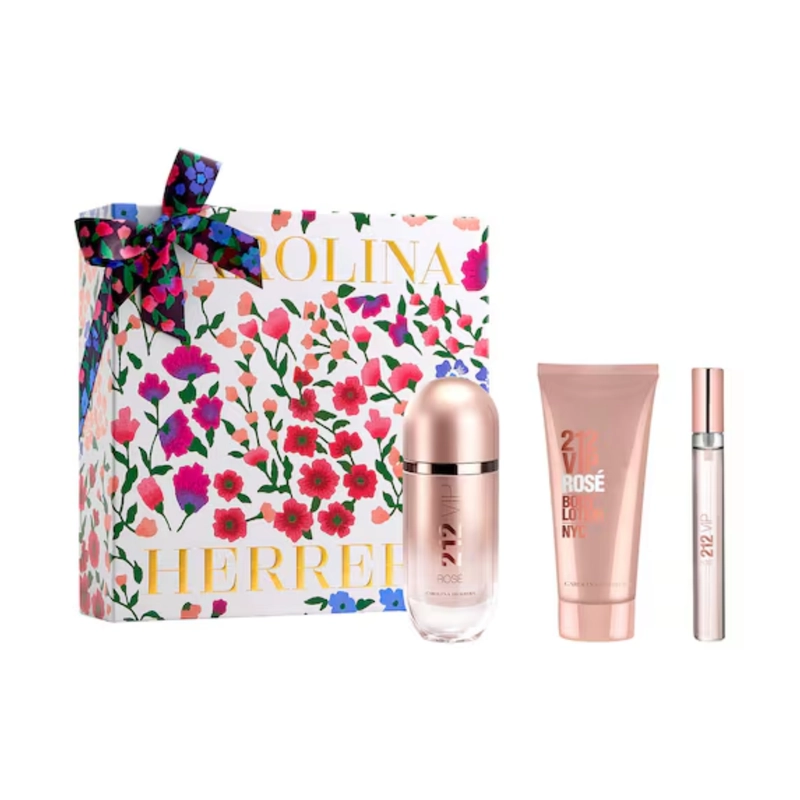 SET PERFUME CAROLINA HERRERA 212 VIP ROSE EDP 80 ML + BODY LOTION 100 ML + MINI10 ML 2026 - 1