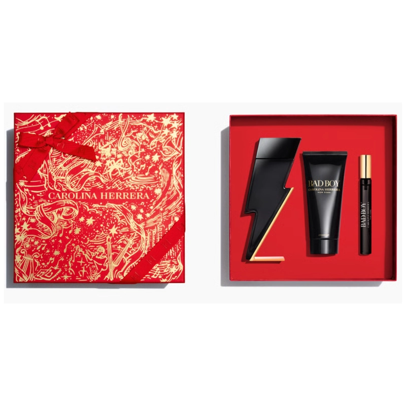 SET PERFUME BAD BOY CAROLINA HERRERA NEW YORK EDT 100 ML + GEL DE DUCHA 100 ML + MINI 10ML 2025 - 1
