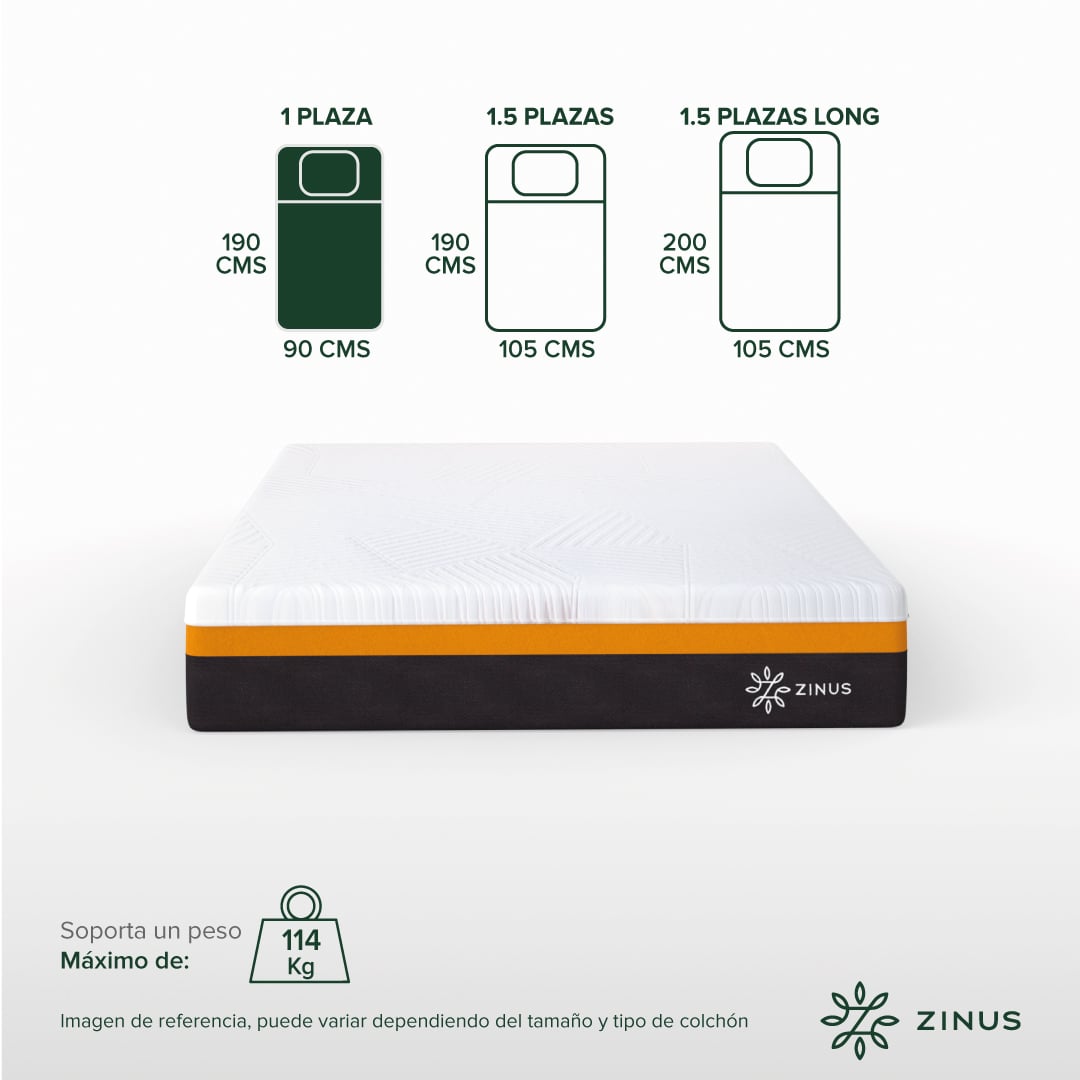 COLCHÓN ZINUS 1 PLAZA COOLING COPPER ADAPT 90 X 190 X 30 CM - 3