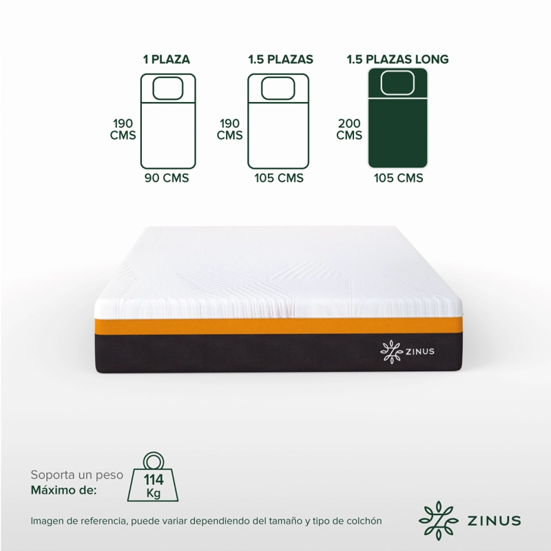 COLCHÓN ZINUS 1.5 PLAZAS LONG COOL COPPER ADAPT 105 X 200 X 30 CM - 3