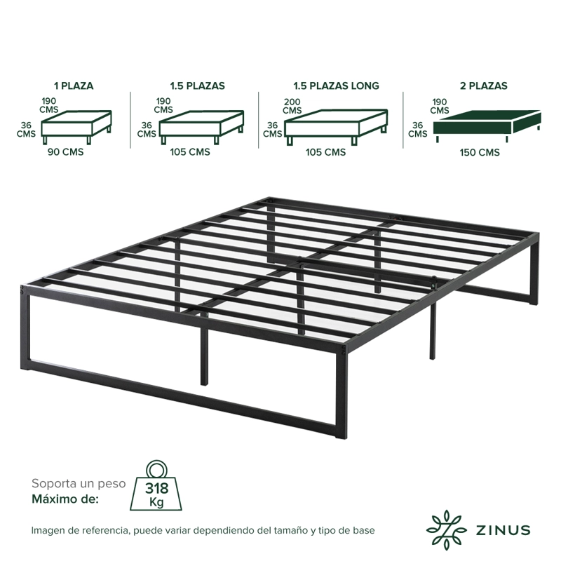 BASE CAMA ZINUS ABEL 2 PLAZAS 150X190X36CM - 3