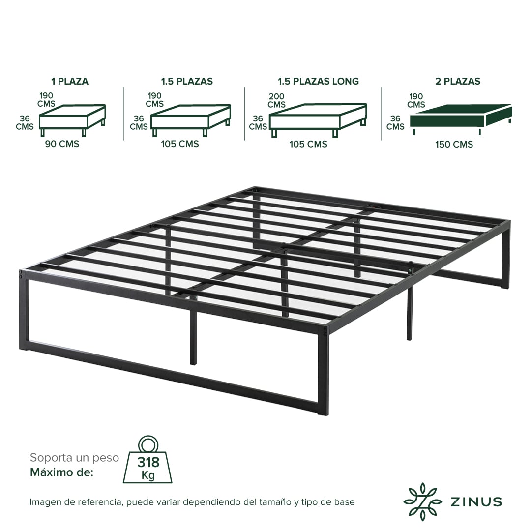 BASE CAMA ZINUS ABEL 2 PLAZAS 150X190X36CM - 3