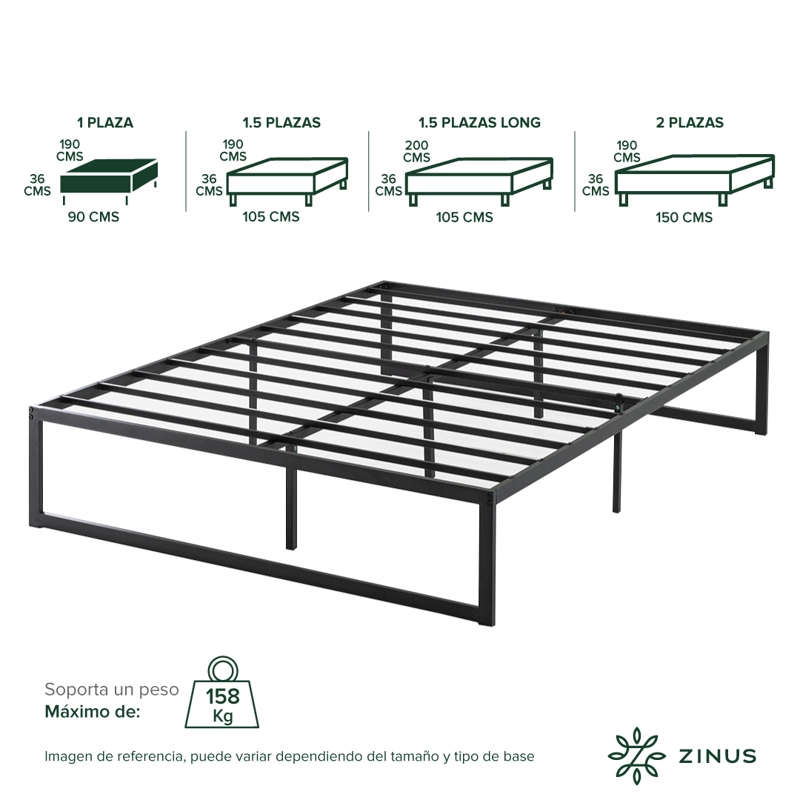 BASE DE CAMA ABEL ZINUS 1 PLAZA 90X190X36CM - 3