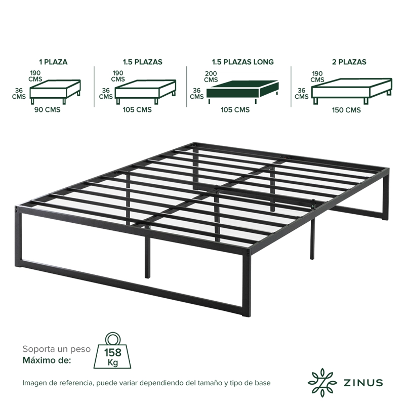 BASE CAMA ZINUS ABEL 1.5 PLAZAS LONG 105X200X36CM - 3