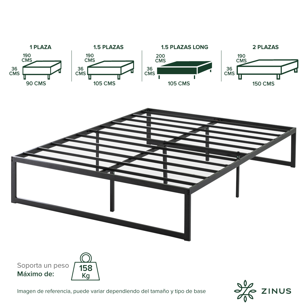 BASE CAMA ZINUS ABEL 1.5 PLAZAS LONG 105X200X36CM - 3