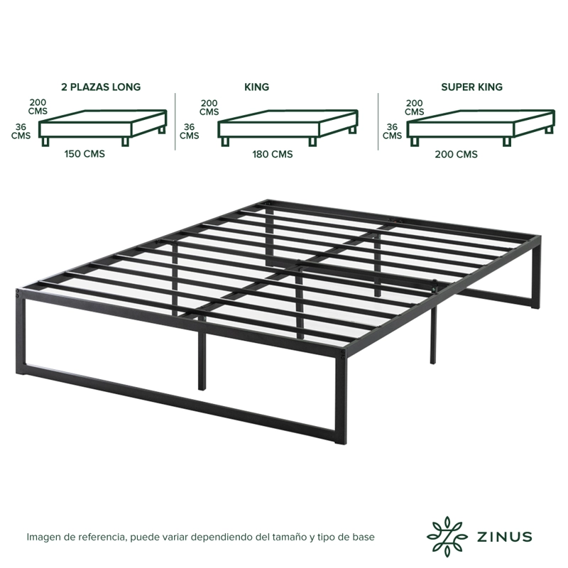 BASE CAMA ZINUS ABEL 1.5 PLAZAS LONG 105X200X36CM - 4