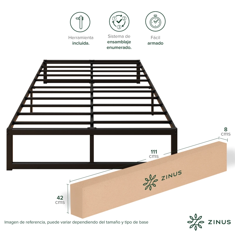 BASE CAMA ZINUS ABEL 1.5 PLAZAS LONG 105X200X36CM - 5