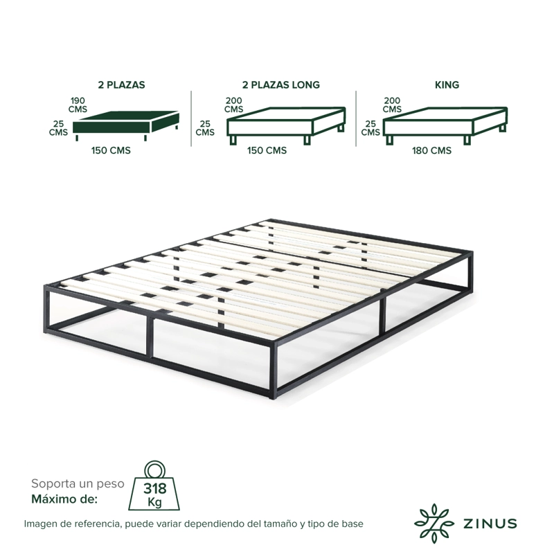BASE CAMA ZINUS JOSEPH 2 PLAZAS 150X190X25CM - 4