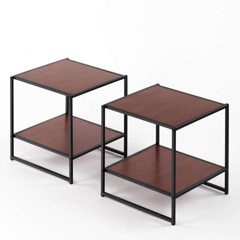 SET 2 MESAS LATERALES ZINUS ACERO CAFÉ 51CM - 1