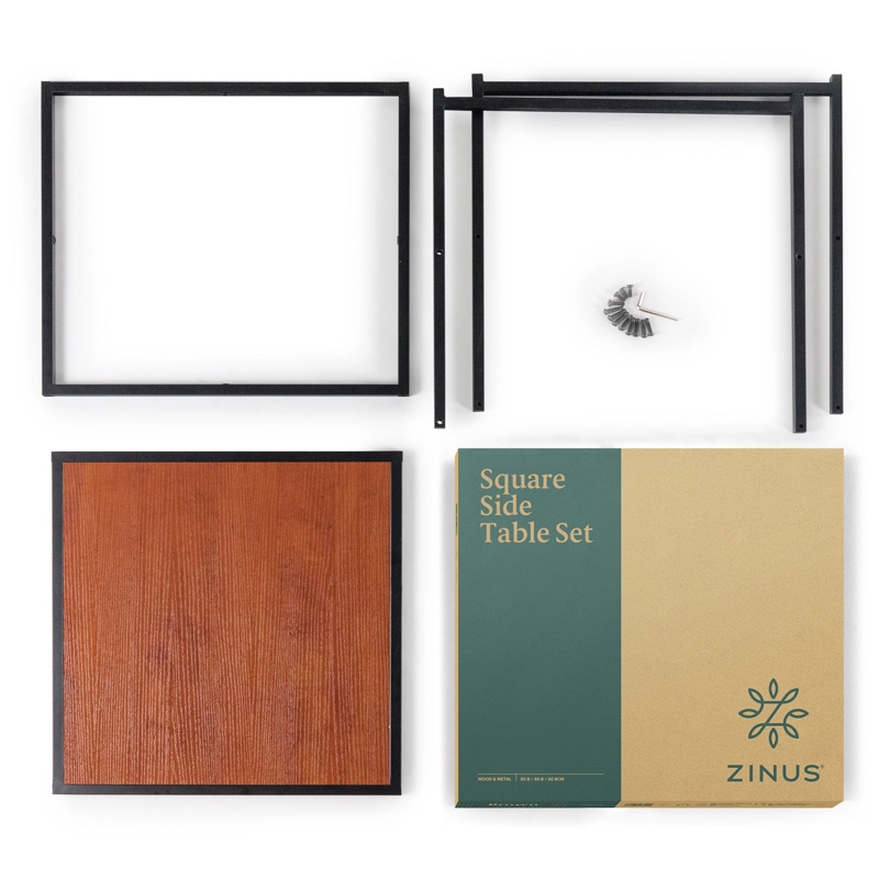 SET 2 MESAS LATERALES ZINUS ACERO CAFÉ 51CM - 7