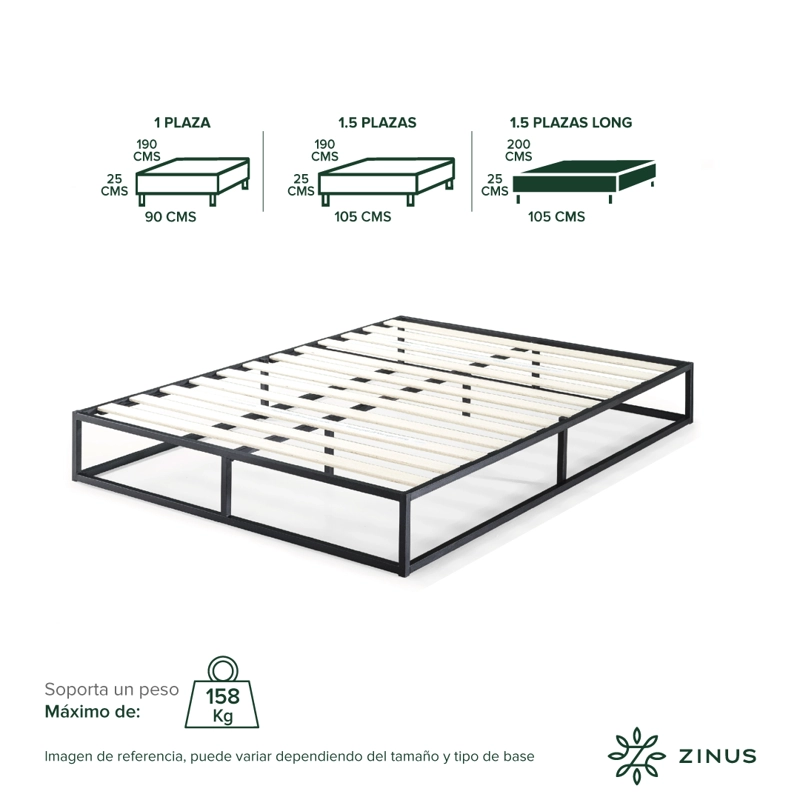 BASE CAMA ZINUS JOSEPH 1.5 PLAZAS LONG 105X200X25CM - 3