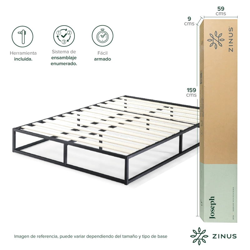 BASE CAMA ZINUS JOSEPH 1.5 PLAZAS LONG 105X200X25CM - 5