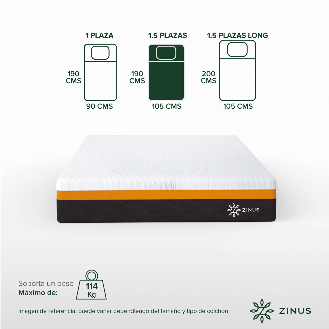 COLCHÓN ZINUS 1.5 PLAZAS COOL COPPER ADAPT 105 X 190 X 30 CM - 3
