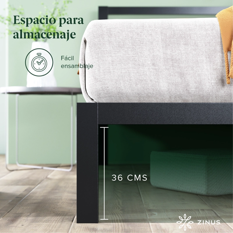 BASE CAMA ZINUS CON RESPALDO MIA KING 180X200X36CM - 6