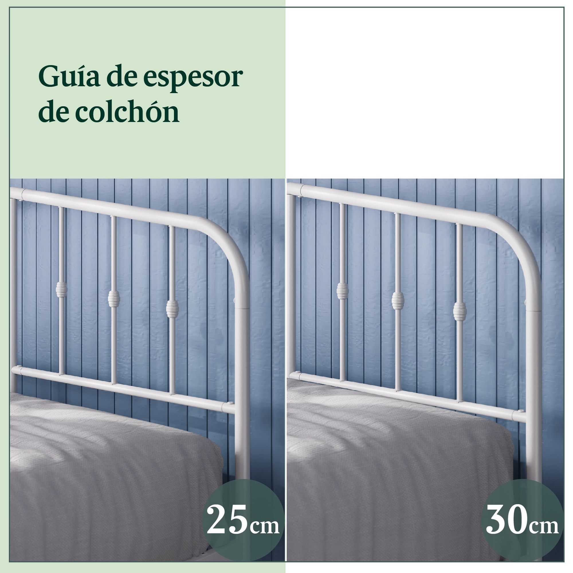 BASE CAMA ZINUS METAL BLANCA HEIDI KING 180X200X30CM - 3