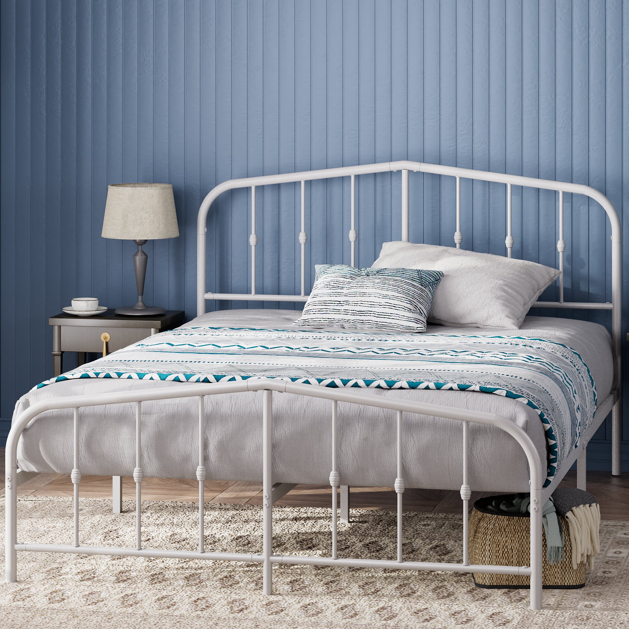 BASE CAMA METAL BLANCA HEIDI ZINUS 2 P 150X190X30CM RESPALDO - 2