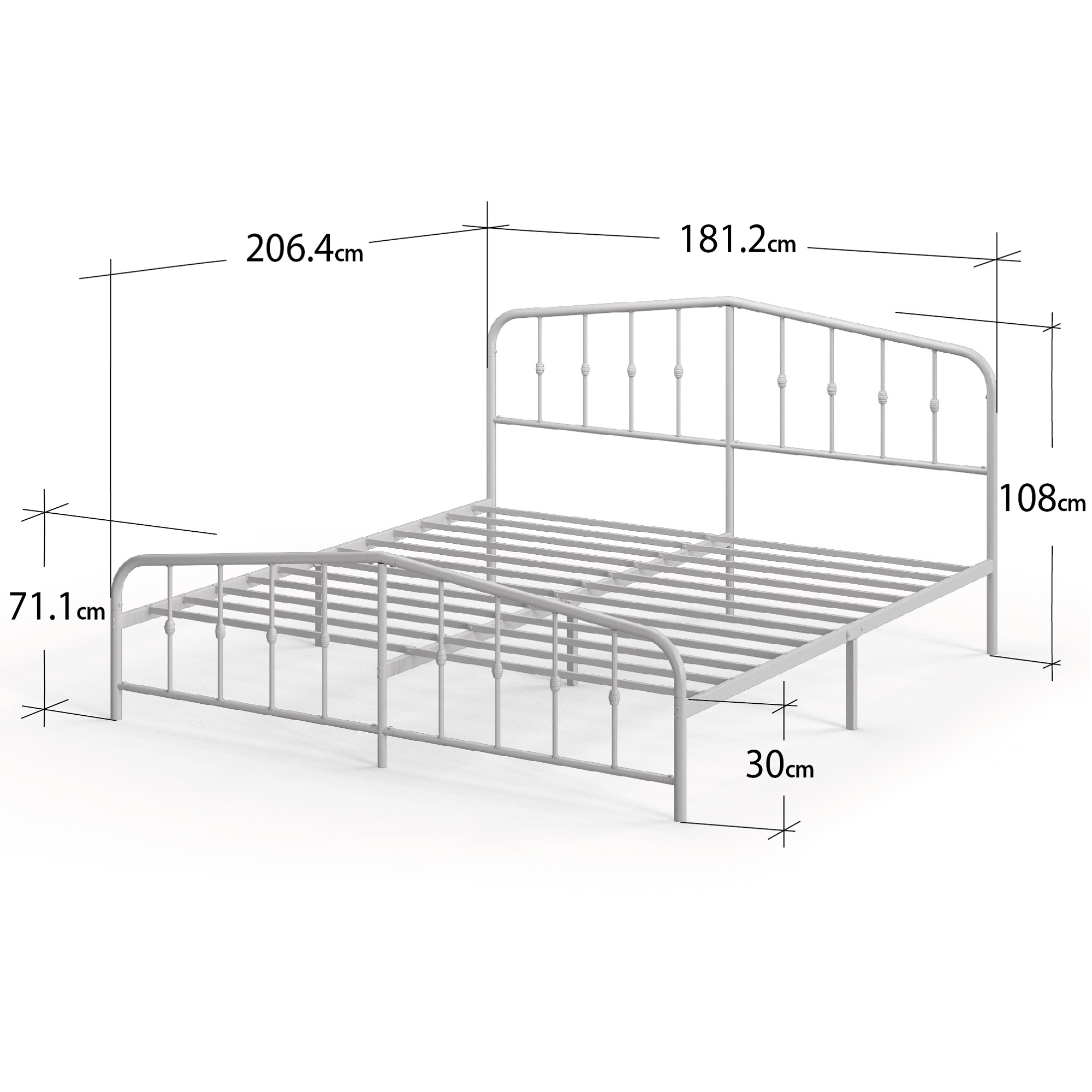 BASE CAMA METAL BLANCA HEIDI ZINUS 2 P 150X190X30CM RESPALDO - 3
