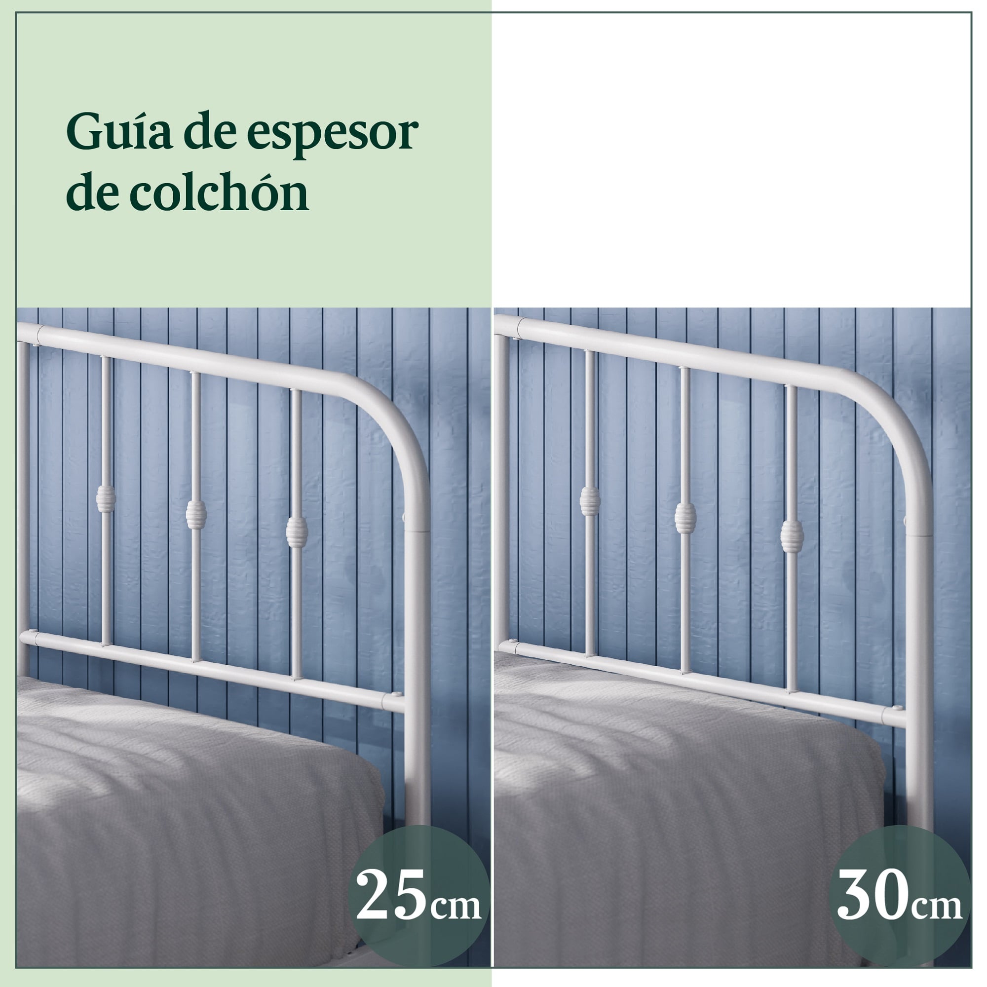 BASE CAMA METAL BLANCA HEIDI ZINUS 2 P 150X190X30CM RESPALDO - 4
