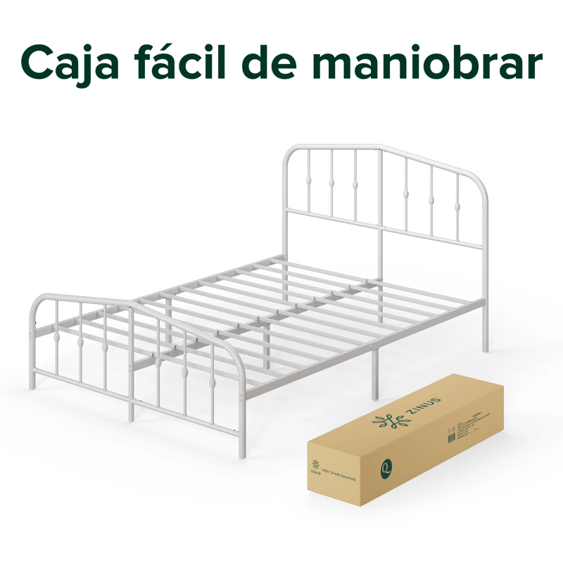 BASE CAMA ZINUS METAL HEIDI 1.5 PLAZAS LONG 105X200X30CM - 6