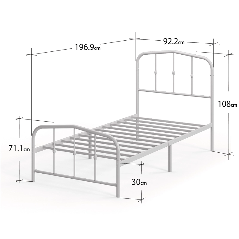 BASE CAMA ZINUS METAL BLANCA HEIDI 1 PLAZA 90X190X30CM - 3
