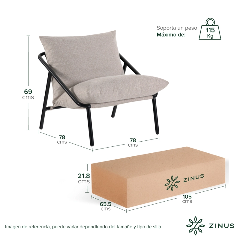 SILLA POLTRONA ZINUS BEIGE SITIAL ADA - 3