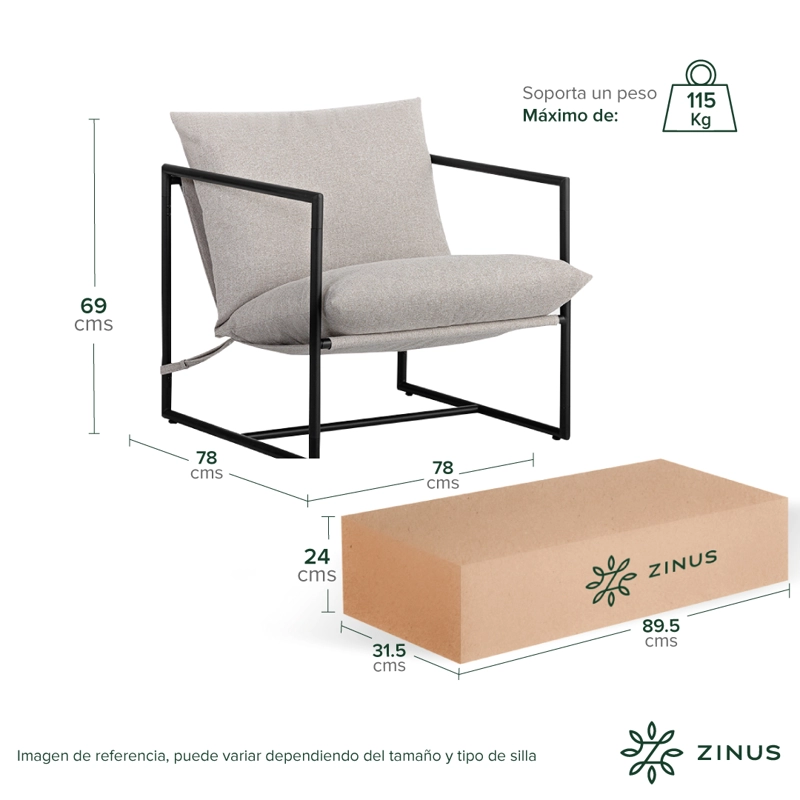SILLA POLTRONA ZINUS BEIGE AIDAN - 3